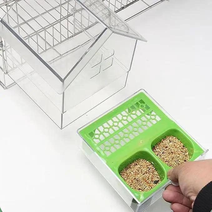 2026 New Pull-Out External Parrot Feeder, Bird Bath for Cage, 7*6*5.5in Bird Feeder House, Transparent Parakeet Cage Accessories, Easy To Fill, Clean, Long-Lasting, for Finch and Hummingbird (White) by GreenHaven Gardens