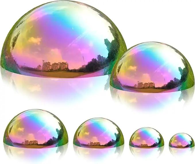 Nerien Gazing Ball, Stainless Steel Garden Mirror Globe, Polished Ornament Sphere, Hollow Floating Reflective Hemisphere, for Home Outdoor Pond Housewarming Swimming Pool Decoration, Gold, 6Pcs Mix by GreenHaven Gardens
