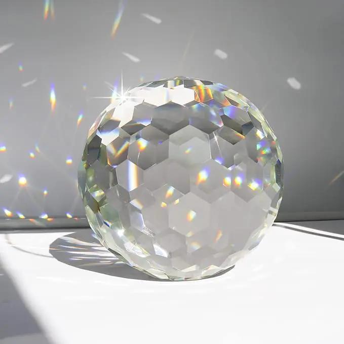 Clear Crystal Suncatcher Ball Prism Glass Sphere Faceted Gazing Ball Rainbow Maker Window Prisms Suncatcher for Window, Sun Catcher(150mm/5.91inch) by GreenHaven Gardens