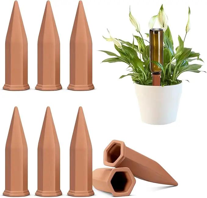 VIVOSUN 6-Pack Self-Watering Spikes, Hexagonal Terracotta Watering Stakes, Auto-Water Device, Planter Insert for Indoor & Outdoor Potted Plants by GreenHaven Gardens
