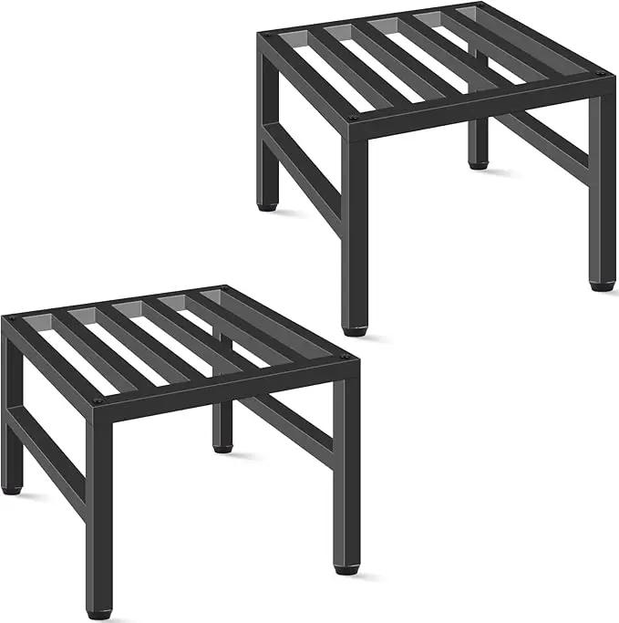 Plant Stand Indoor Outdoor, Heavy Duty Wrought Iron Pedestal Stands Metal Plant Stand for Indoor Outdoor, Sturdy Low Flower Stand Display Planter Shelf, 2pcs, Black by GreenHaven Gardens