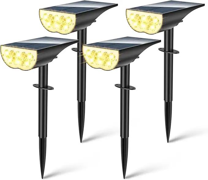 BAXIA TECHNOLOGY Solar Spotlights Outdoor Waterproof, 3 Lighting Modes Spot Lights Outdoor Solar Lights for Yard Pathway Driveway Landscape, Warm White, 4 Pack by GreenHaven Gardens