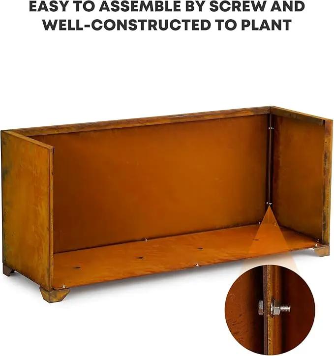 Stanbroil Corten Steel Planter Box for Outdoor Patio - 36 X12 X16 Inch Large Rectangular Metal Planter Box with Natural Rusty and Drainage Holes for Raising Flower, Plants by GreenHaven Gardens