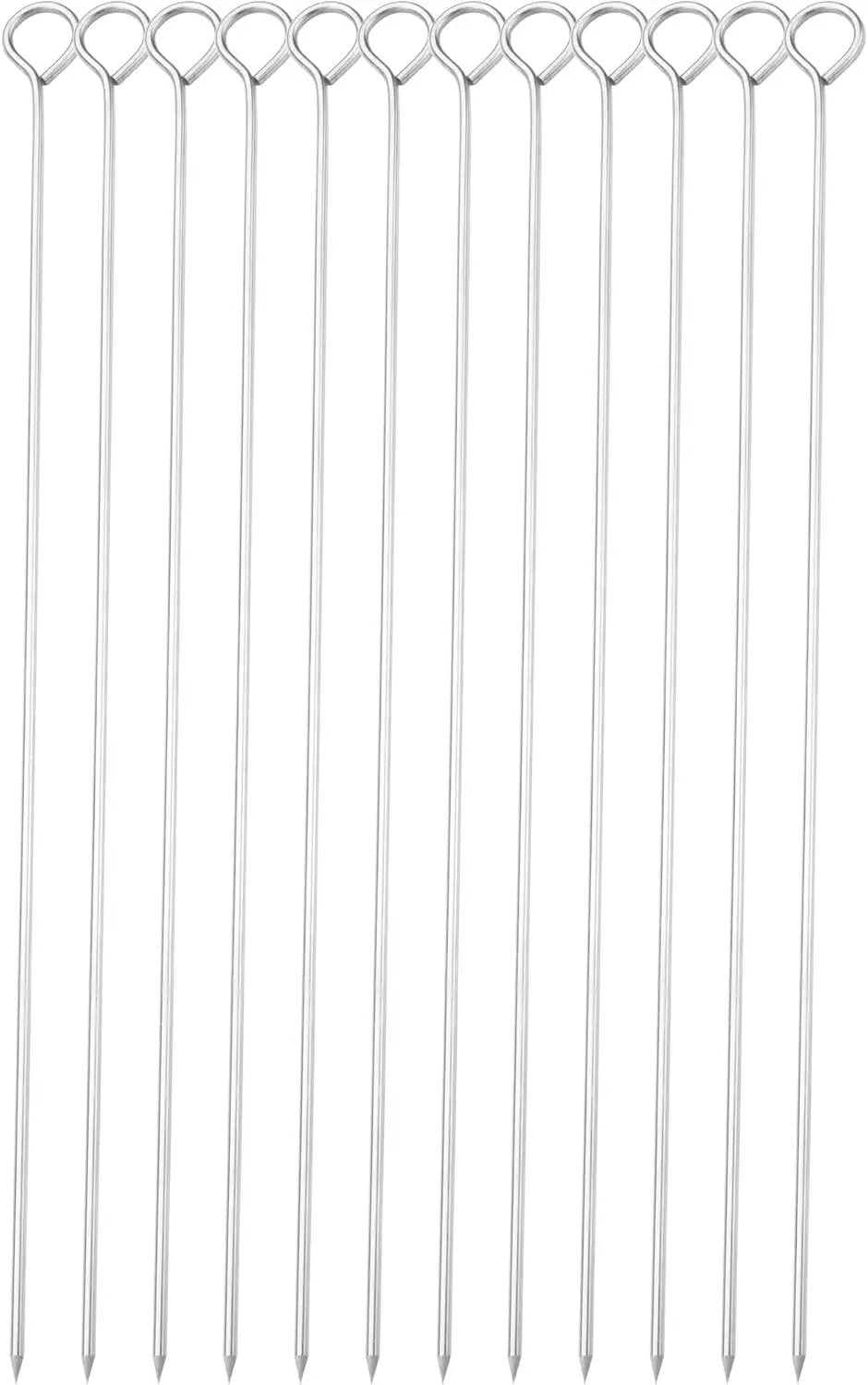 12 Inch Barbecue Skewers, Stainless Steel BBQ Skewers, Shish Kebab Kabob Skewers 12Pcs by GreenHaven Gardens