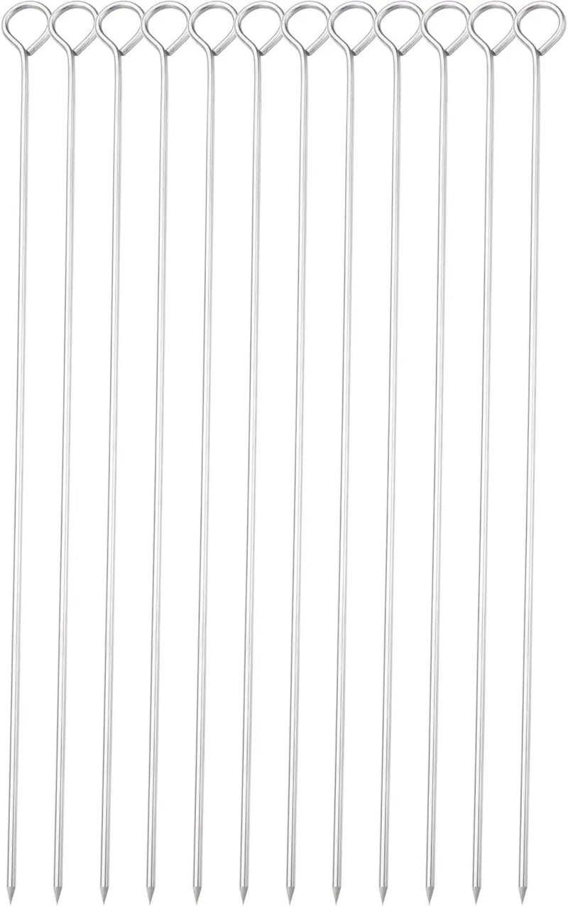12 Inch Barbecue Skewers, Stainless Steel BBQ Skewers, Shish Kebab Kabob Skewers 12Pcs by GreenHaven Gardens