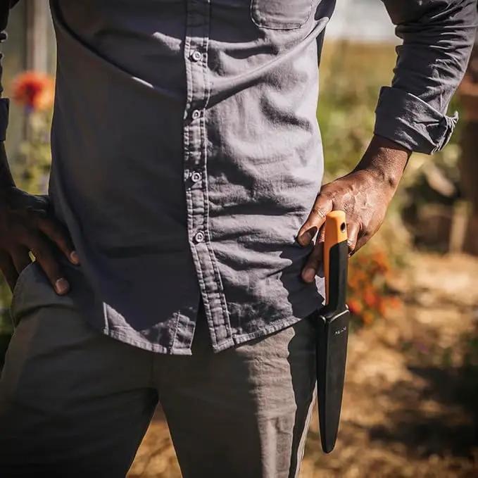 Fiskars Hori Hori Garden Knife with Sheath, Multi-Purpose Heavy Duty Gardening Hand Tool for Weeding, Planting, Digging with Hanging Hole by GreenHaven Gardens