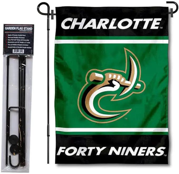 College Flags & Banners Co. Charlotte 49ers Garden Flag with Stand Holder by GreenHaven Gardens