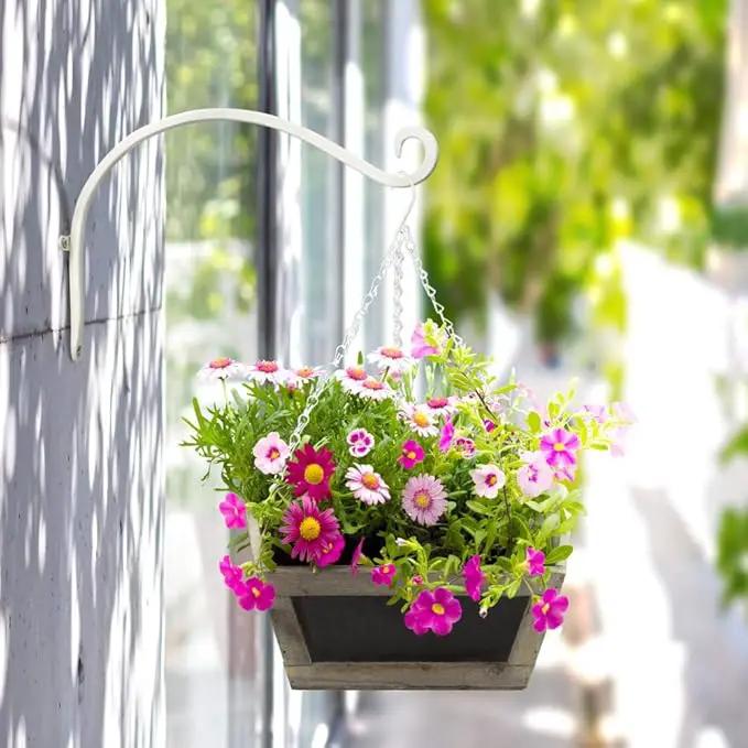AJART Hanging Plant Bracket for Plant Hangers Outdoor (4 Pieces -12 inch) More Stable and Sturdy White Plant Hooks by GreenHaven Gardens