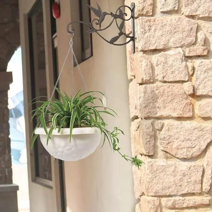 Mkono Hanging Plant Bracket Hook Iron Decorative Plant Hanger for Flower Basket Bird Feeder Wind Chime Lanterns, 2 Pack by GreenHaven Gardens