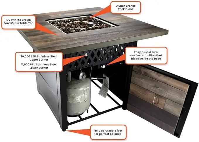 DualHeat by Endless Summer, The Harris, 38" Square Propane Gas Outdoor Fire Pit/Patio Heater by GreenHaven Gardens
