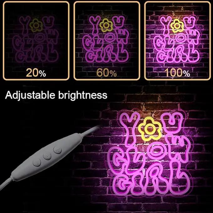 WLHOPE You Glow Girl Neon Sign Pink Led Neon Signs for Wall Decor USB Glowing Girl Neon Light Signs Man Cave Wall Art Signs for Bedroom Girls Room Bar Club Shop Office Wedding Birthday Party by GreenHaven Gardens