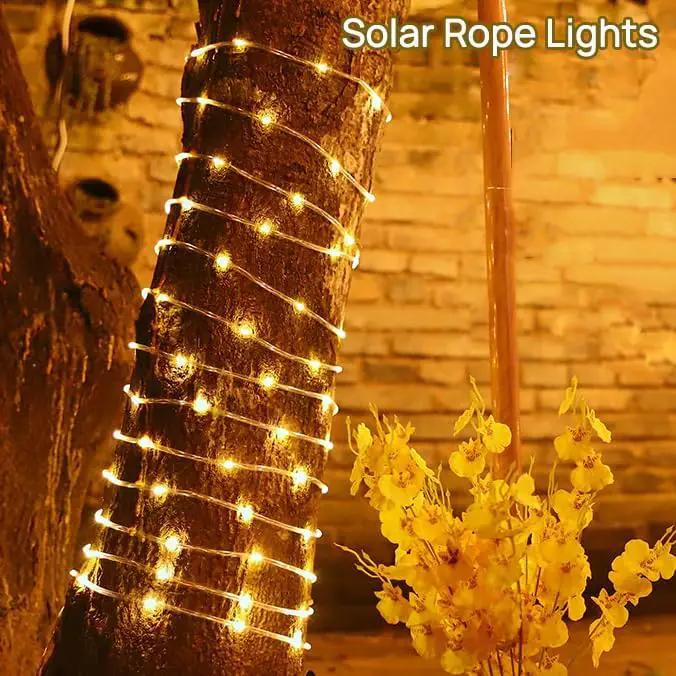 Solar Rope Light Waterproof IP65 39FT 100LEDs Outdoor LED ‎Solar Outdoor Lights for Party Garden Yard Home Wedding Christmas Halloween Holiday Tree Decoration Lighting by GreenHaven Gardens