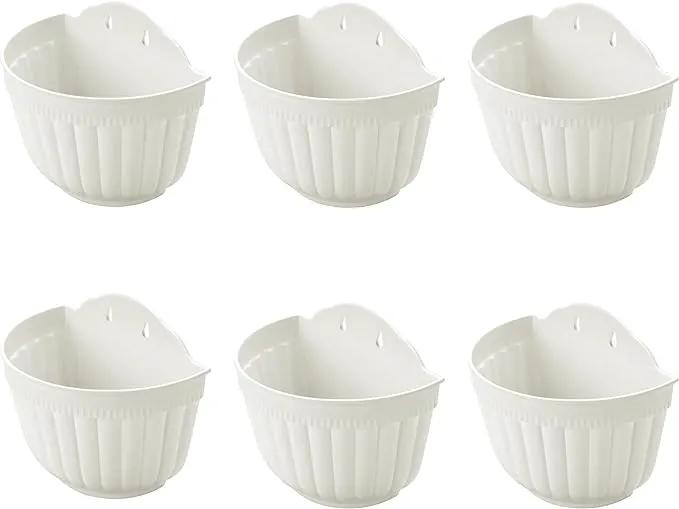 ORIMERC 6 Pack 10 inch Large White Wall Planter Pots Vertical Living Wall Hanging Planters Wall Mounted Planter Holder with Drainage Hole for Indoor Outdoor Plants Wall Decor with Hooks/Screws by GreenHaven Gardens