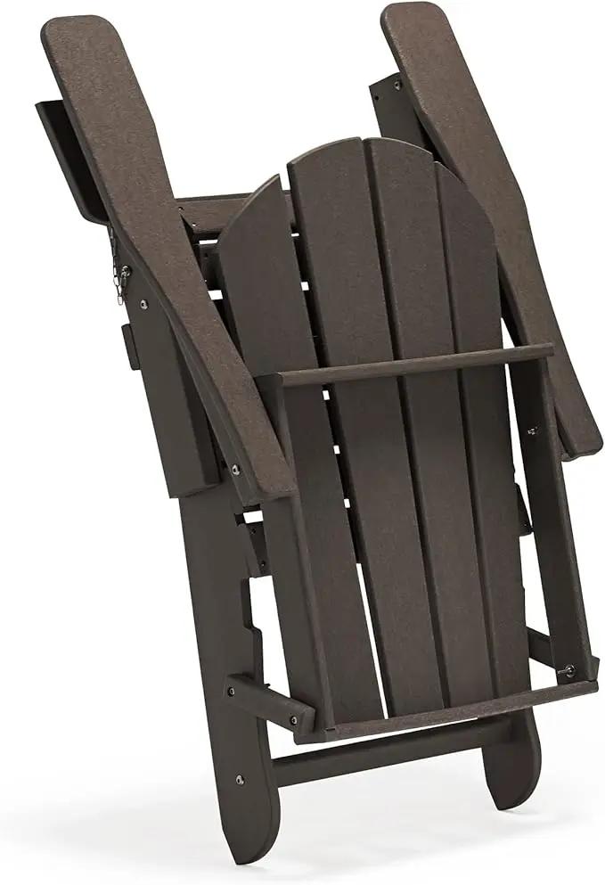 WO Home Furniture Adirondack Chairs Table Set of 3 PCS Outdoor Folding Chairs Side End Table Weather/UV Resistant for Lawn, Garden, Bon Fire, Balcony (Dark Brown) by GreenHaven Gardens