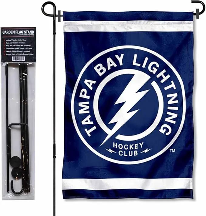 WinCraft Tampa Bay Lightning Circle Logo Garden Flag and Pole Stand Holder by GreenHaven Gardens
