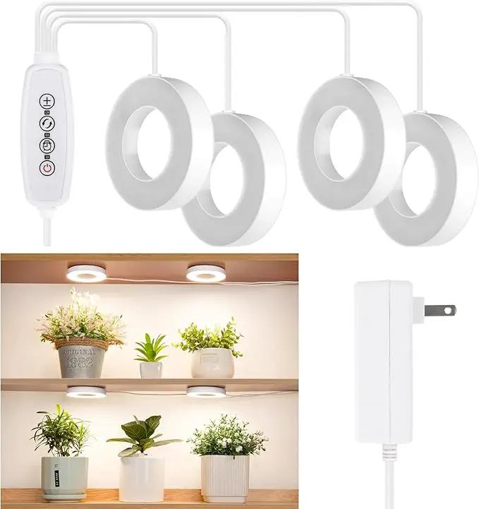 LORDEM Ceiling Grow Light for Indoor Plants, 192 LEDs Full Spectrum LED Plant Light, Plant Lamp with 3/6/12H Auto Switch, 4 Brightness Levels, Individual Bulb Control, Quad Head, Corded by GreenHaven Gardens