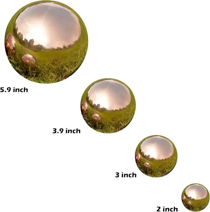Nerien Gazing Ball, Stainless Steel Garden Mirror Globe, Polished Ornament Sphere, Hollow Floating Reflective Hemisphere, for Home Outdoor Pond Housewarming Swimming Pool Decoration, Rose Gold, 10Pcs by GreenHaven Gardens