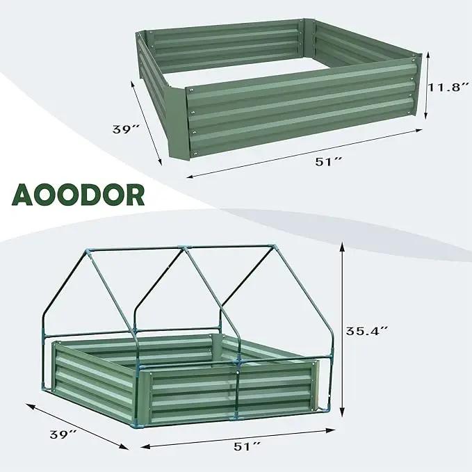 Aoodor 4 x 3 x 3 ft Raised Metal Garden Bed, Mini Greenhouse Kit with 2 Roll-up Zipper Doors for Vegetables, Herbs, and Flowers by GreenHaven Gardens