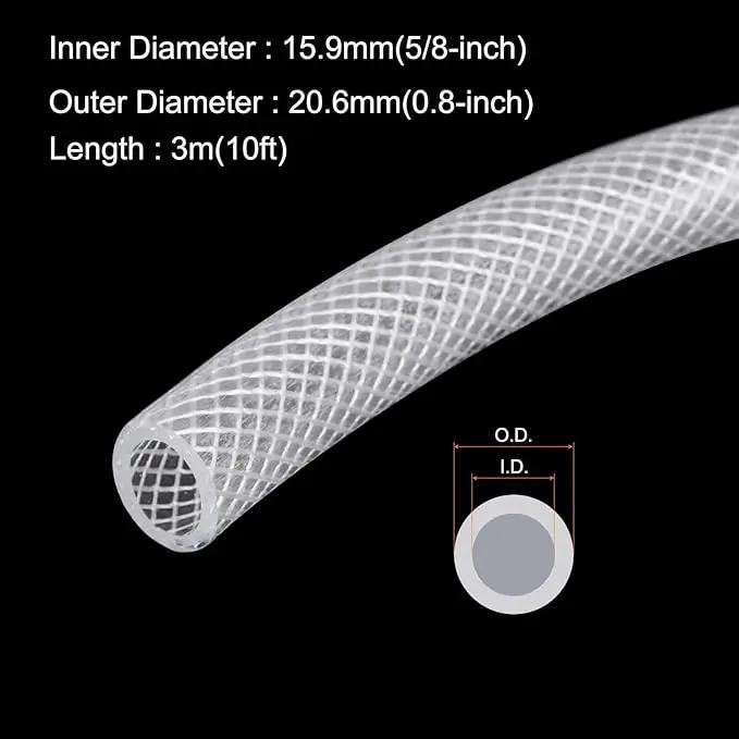 5/8" x 0.8" Braided Clear Plastic PVC Tubing 10ft High Pressure Flexible Reinforced Vinyl Tube, [for Garden Irrigation, Water Hose, Fish Tank, Water Transfer] - 15.9x20.6mm by GreenHaven Gardens