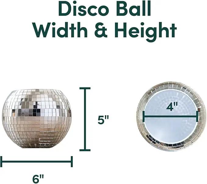 Hanging Disco Ball Planter 8" - with Acrylic Stand and Macrame Plant Hanger - Home Décor, Room Décor, Mirror Disco Planter, Disco Decor (6" with Black Hanger, Flat Base) by GreenHaven Gardens