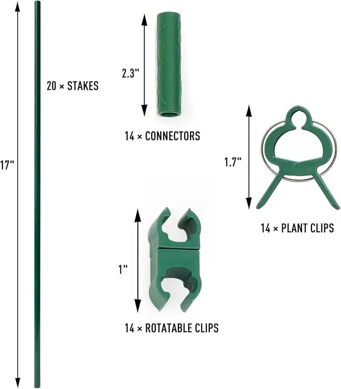 MAXPACE 62pcs Garden Stakes Kit: Includes 20 Sets of Fiberglass Plant Sticks Supports & Accessories for DIY 4ft, 5ft, 6ft, 7ft Stakes for Tomato, Vegetables, Indoor & Outdoor Gardening Supplies by GreenHaven Gardens