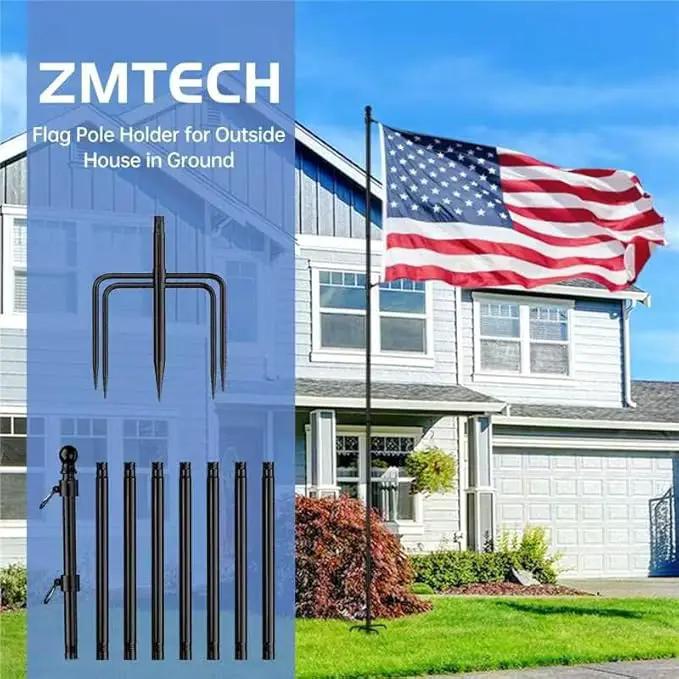 ZMTECH 10 FT 2 Packs Flag Pole in Ground,Extra Thick Flag Pole Kit for Yard,Windproof Ground Flag Poles for Outside House Residential or Commercial by GreenHaven Gardens