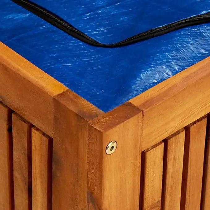 vidaXL Outdoor Storage Box, Deck Box with Gas-Lift Lid, Storage Chest with Water-Resistant Zippered Bag Inside, 59.1''x19.7''x22.8'', Solid Acacia Wood by GreenHaven Gardens
