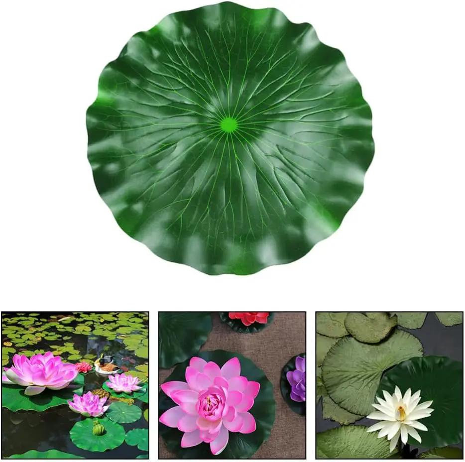 DOITOOL 3Pcs Artificial Floating Foam Lotus Leaves 23.6 Inch Large Artificial Water Lily Pads Ornaments for Patio Fish Pond Pool Aquarium Decor, Green by GreenHaven Gardens