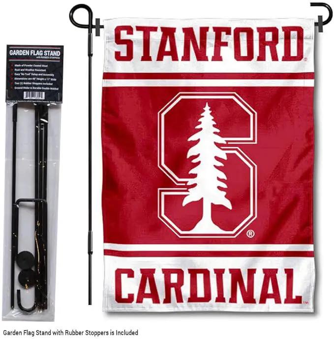 College Flags & Banners Co. Stanford Cardinal Garden Flag with Stand Holder by GreenHaven Gardens