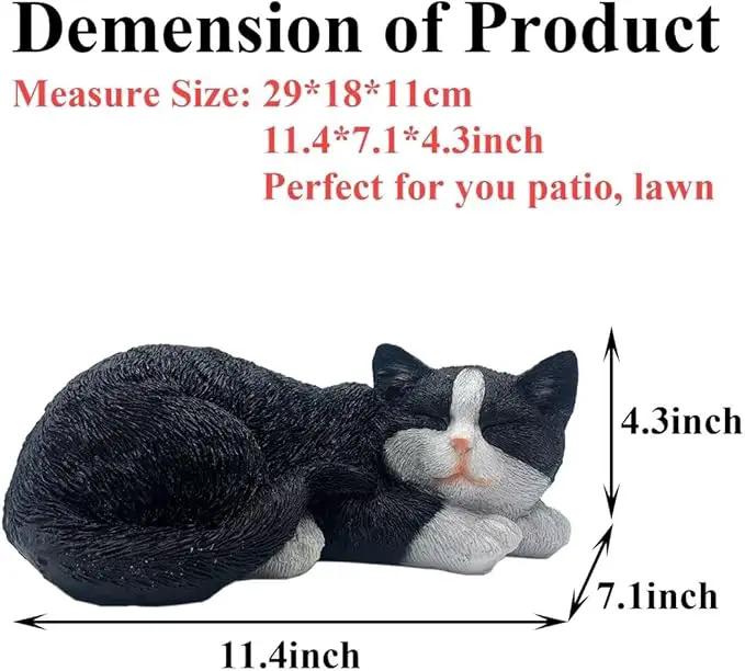 Outdoor Garden Decor - Sleeping Cat Figurine for Garden, Patio, Lawn & Yard Decoration. Perfect Mom and Cat Lover Gift by GreenHaven Gardens