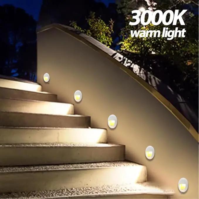 6Pcs 3W LED Recessed Wall Light, Step Light Warm White 3000K, IP65 Waterproof Staircase Light Lighting lamp, Inside Outside Garden Balcony Corridor, Aluminum, 120V White by GreenHaven Gardens