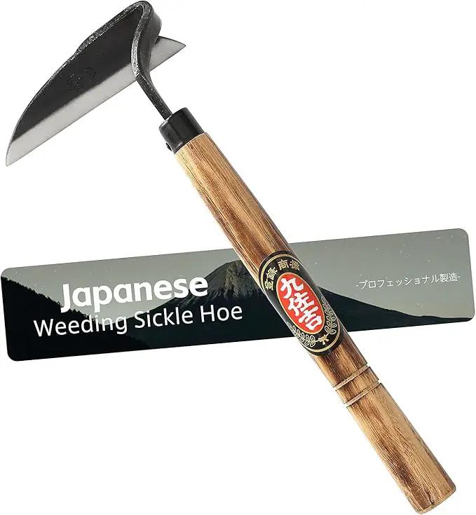 Japanese Weeding Sickle Hoe, Sickle Garden Tool Hand Grass Sickle, Weeding Tool for Gardening with High Carbon Sharp Steel Blade Edge for Cutting Grass,Digging Quick Work (Japanese Garden Hoe) by GreenHaven Gardens