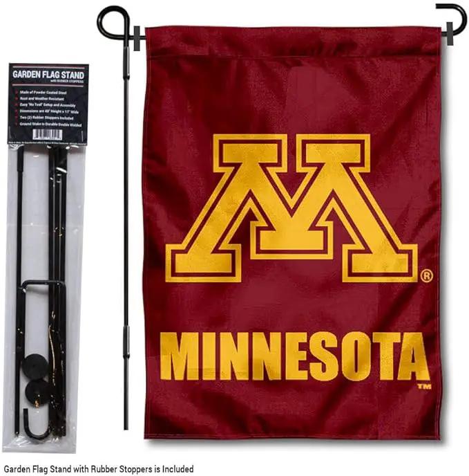 College Flags & Banners Co. Minnesota Gophers Garden Flag with Pole Stand Holder by GreenHaven Gardens