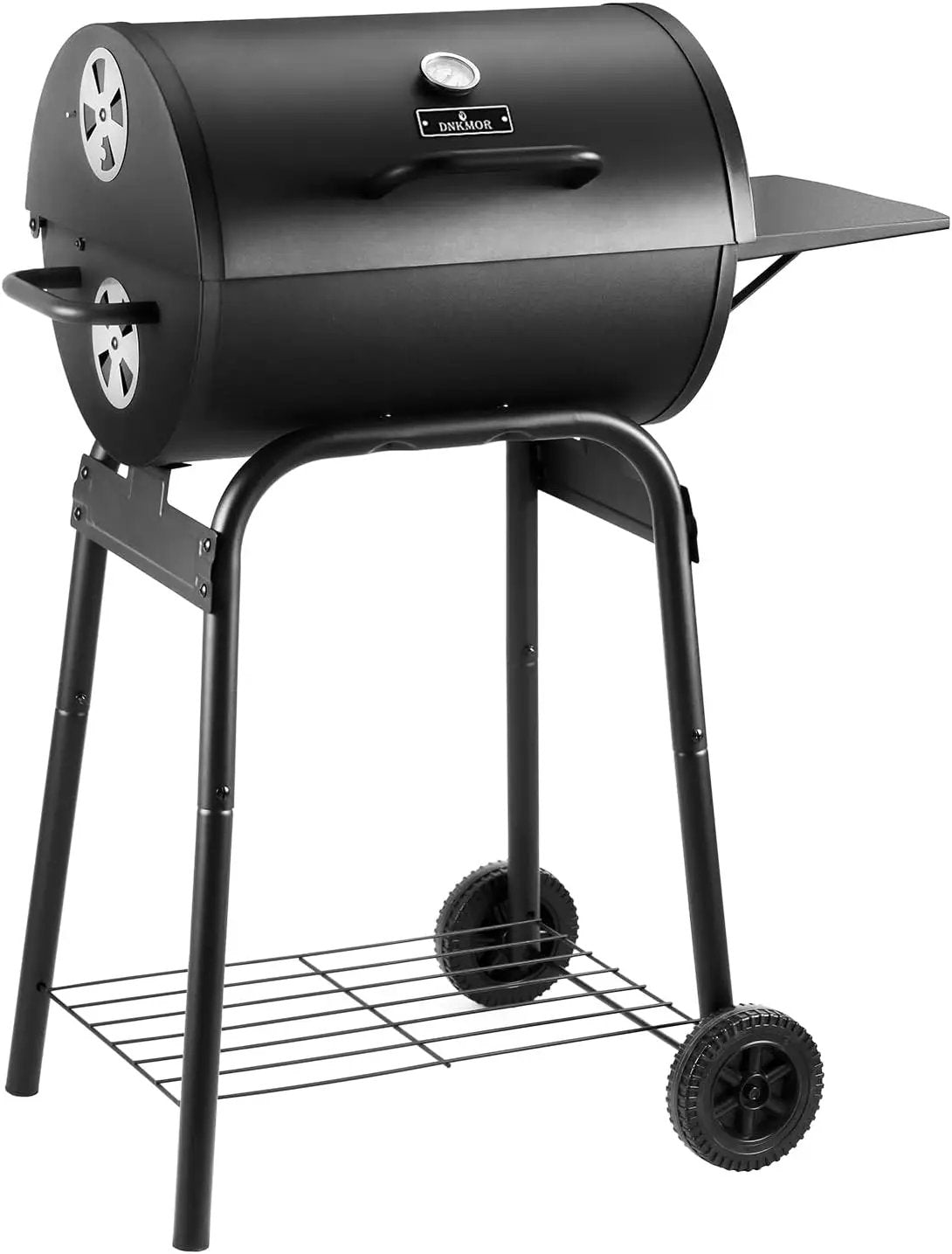 Charcoal Grill Outdoor BBQ Grill, Barrel Charcoal Grills with Side Table, with Nearly 500 Sq.In. Cooking Grid Area, Outdoor Backyard Camping Picnics, Patio and Parties, Black by GreenHaven Gardens