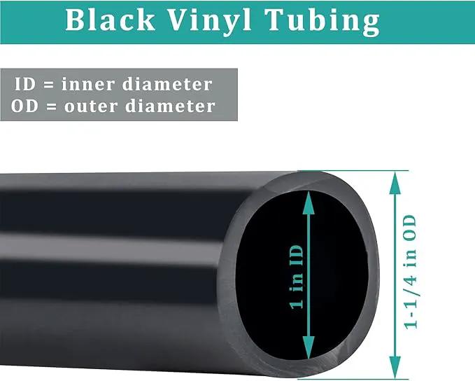 1" id - 25ft Black Vinyl Tubing Flexible PVC Tube Hybrid Hose Transfer Water Fuel Gas for Pond Fountain Garden Waterfall, Durable and Safe, with 2 Hose Clamps by GreenHaven Gardens