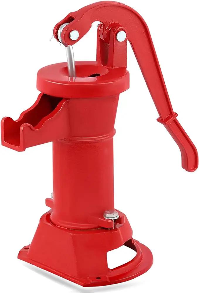 Samger Antique Pitcher Hand Water Pump Cast Iron Red Hand Well Pump 25ft Maximum lift Manual Water Transfer Pump Boost Fountain for Outdoor, Yard, Pond, Garden Decoration Kit by GreenHaven Gardens