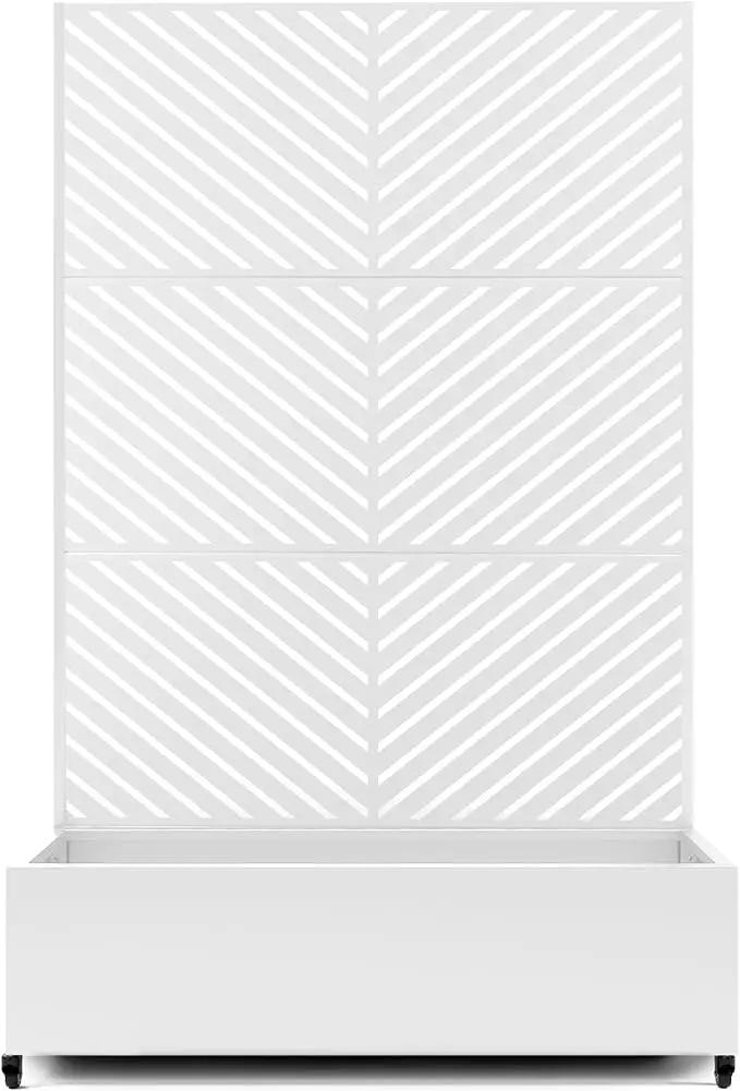 Raised Garden Bed with Trellis and Wheels,73"x47"x16" Metal Raised Garden Bed,White Parallel Metal Planter with Climbing Trellis for Vines & Vegetables by GreenHaven Gardens