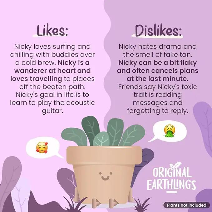 Original Earthlings Legs Out Pot - 3.5 Inch Cute Plant Pot - Plastic Funny Planter with Drainage - Unique Cactus Plant Lover Gift - Small Succulent Face Flower Pot - Cute Plant Gifts for Plant Lovers by GreenHaven Gardens