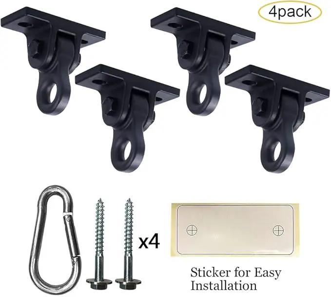 Heavy Duty Black Swing Hangers Screws Bolts Included Over 5000 lb Capacity Playground Porch Yoga Seat Trapeze Wooden Sets Indoor Outdoor (4 Pack) by GreenHaven Gardens
