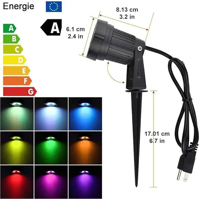 Pack of 2, Outdoor LED Landscape Lights Waterproof Spotlight with Spike Stand and Plug for Driveway, Outdoor Lawn Lighting, Flood Garden, Yard (6W Plug RGB) by GreenHaven Gardens
