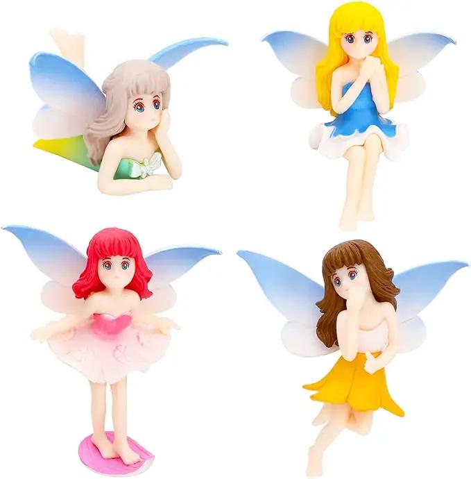 ONEST 4 Pieces Miniature Fairy Garden Accessories Small Fairy Figurines Hand Painted Fairy Figures Girl Fly Wing Figurines for Car Decor Fairy Garden Flower Pot Birthday Cake Topper by GreenHaven Gardens
