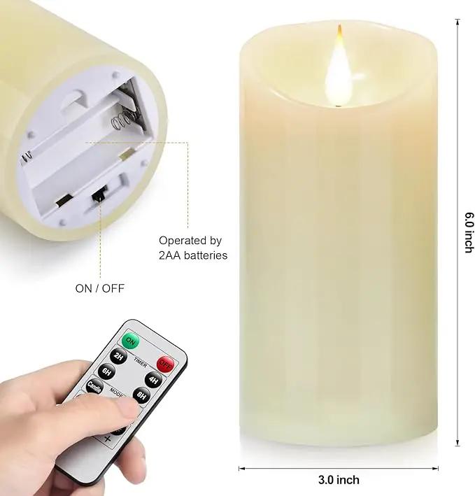 Tappovaly Flameless Flickering Battery Operated Candles 2pack Real Wax Pillar LED Candles with 10-Key Remote Control and 24 Hours Timer for Wedding, Party, Home Decoration (Ivory) by GreenHaven Gardens