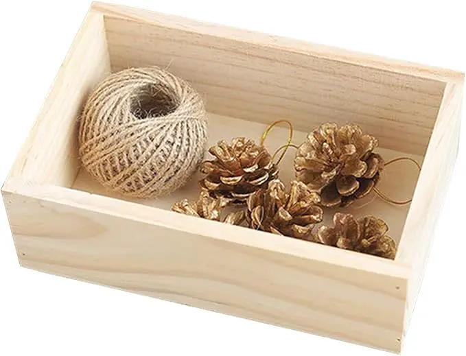 7.5" × 5" × 2.4" Wood Succulent Planter Plant Container Box Window Boxes Rectangular Flower Bed Pot Storage Box for Indoor Outdoor Home Venue Decor by GreenHaven Gardens