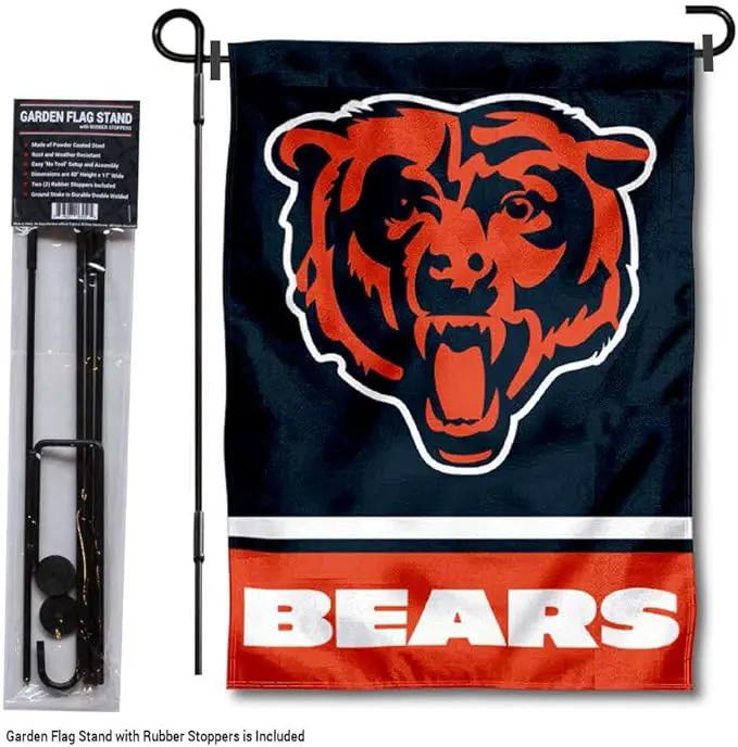 WinCraft Chicago Bears Bear Head Garden Flag with Stand Holder by GreenHaven Gardens