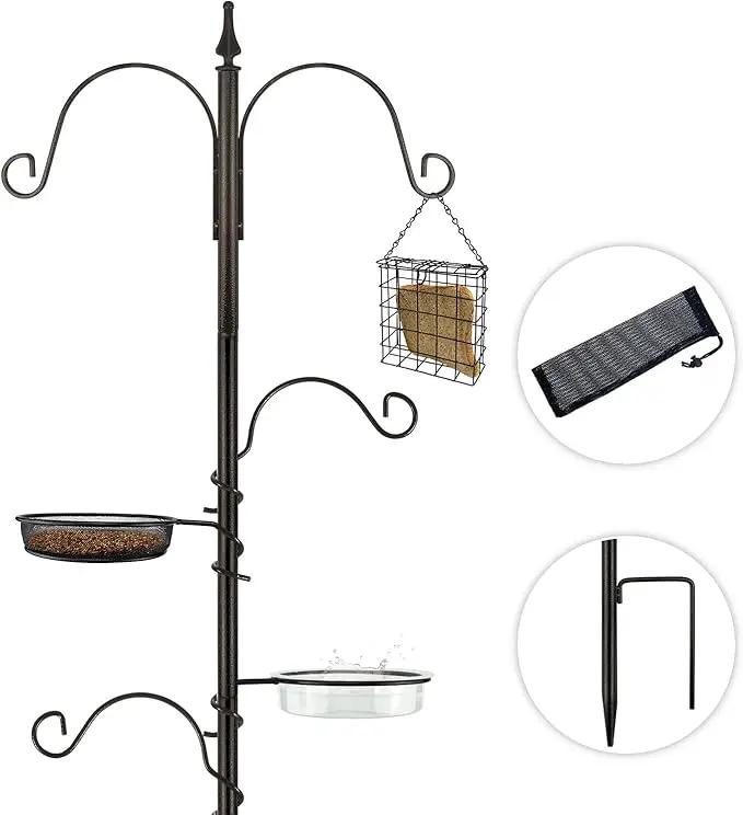 Premium Bird Feeding Station Kit - Multi Feeder Hanging Set with Suet Cage, Bird Bath & Finch Sock Attractors by GreenHaven Gardens