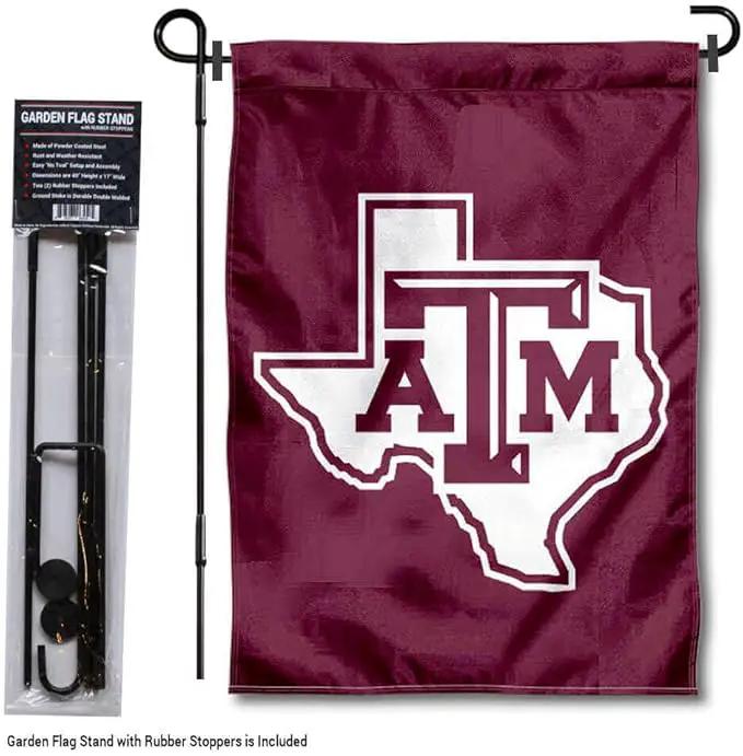 College Flags & Banners Co. Texas A&M Aggies Lone Star Garden Flag with Pole Stand Holder by GreenHaven Gardens