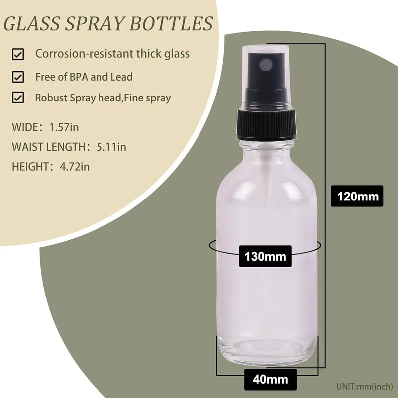 Clear Glass Small Spray Bottles 2 oz 48 Packs,Fine Mist Sprayer Pretty Finish,Refillable Containers mini spray bottles for Cleaning Solutions and Skin Care (Clear 48Pack) by GreenHaven Gardens
