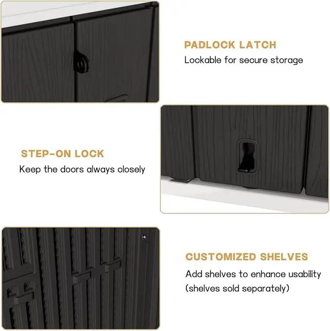KINYING Outdoor Vertical Storage Shed,57 Cu.ft Outdoor Storage Cabinet Waterproof,Resin Sheds & Outdoor Storage Clearance for Garden,Patio,Backyard,Lockable (Black) by GreenHaven Gardens