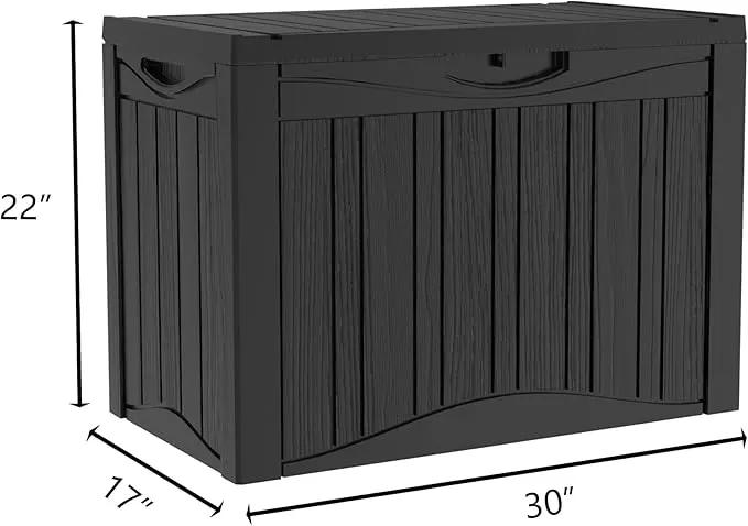 45 Gallon Lockable Resin Deck Box, Waterproof & UV-Resistant Outdoor Storage Box for Outdoor Cushion Storage, Garden Tools & Pool Accessories Storage, Black by GreenHaven Gardens