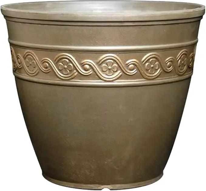 Classic Home and Garden Corinthian Resin Flower Pot Planter, Bronze, 10" by GreenHaven Gardens